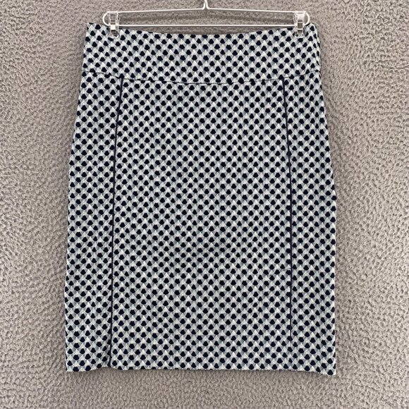 Margaret M Skirt Women Medium Navy Geometric Straight Knee Length Pull On Career - Picture 1 of 11